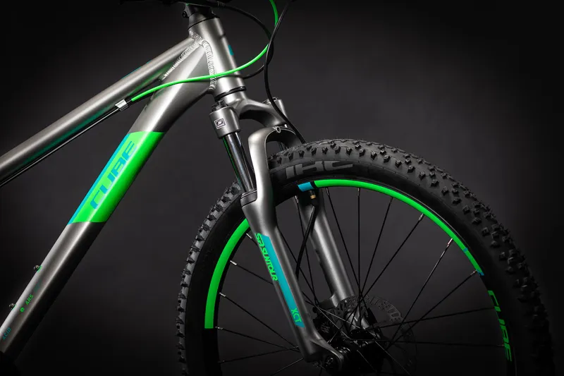 Cube Acid 240 Disc 24inch Kids Mountain Bike 2021 Grey/Neon Green-2